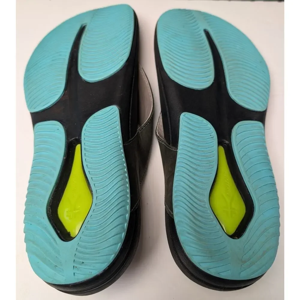 Kuru Kala Flip Flop Sandals WOMENS 12 Charcoal Black Blue Orthotic Heel Support